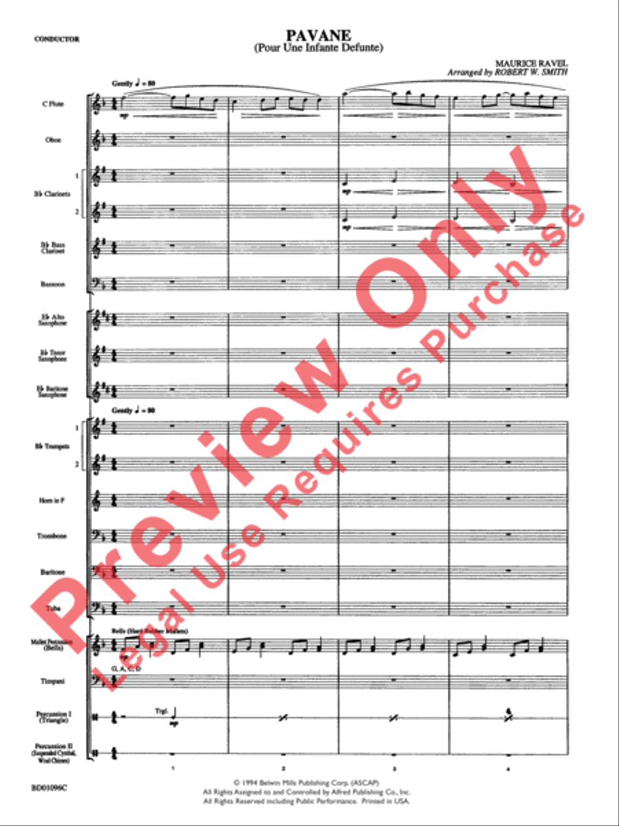 Pavane (Pour Une Infante Defunte) Concert Band scores gallery preview page 3