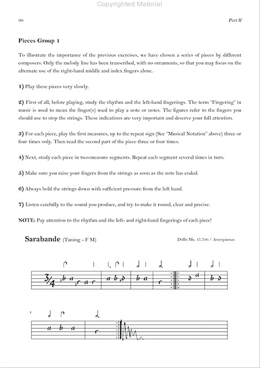Method for the Baroque Lute. A practical guide for beginning and advanced lutenists Lute scores gallery preview page 10