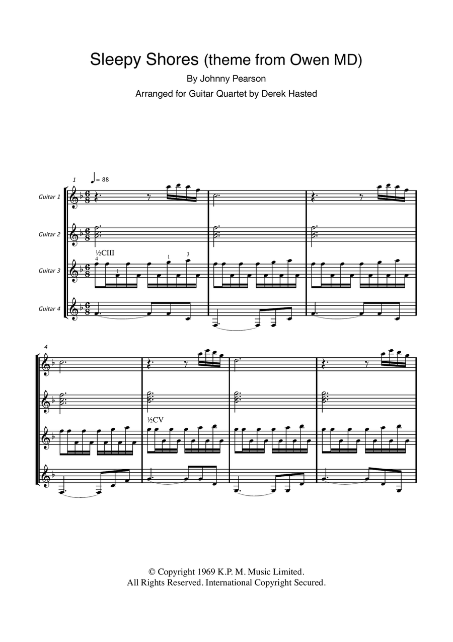 Sleepy Shores (theme From Owen M.d.) Guitar Ensemble scores gallery preview page 4