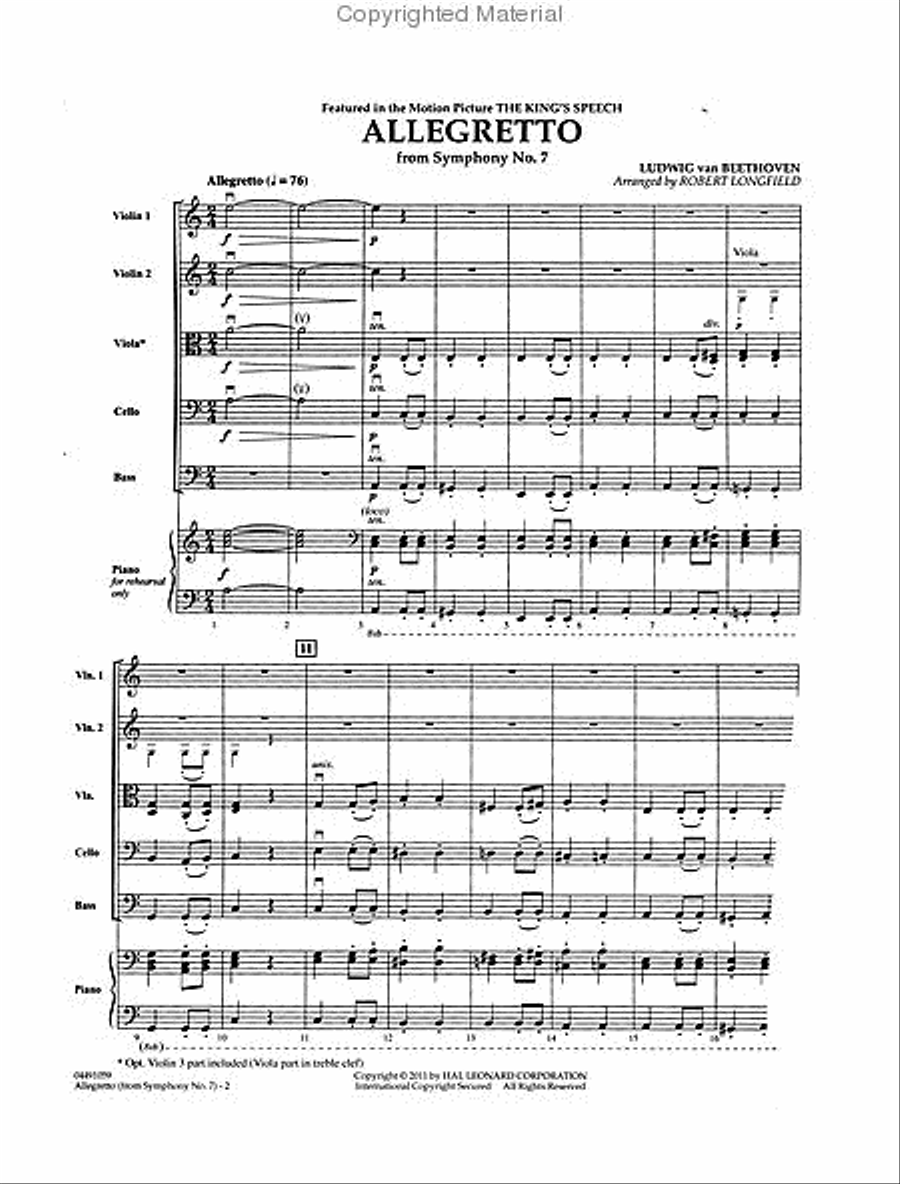 Allegretto (from Symphony No. 7) String Orchestra scores gallery preview page 2