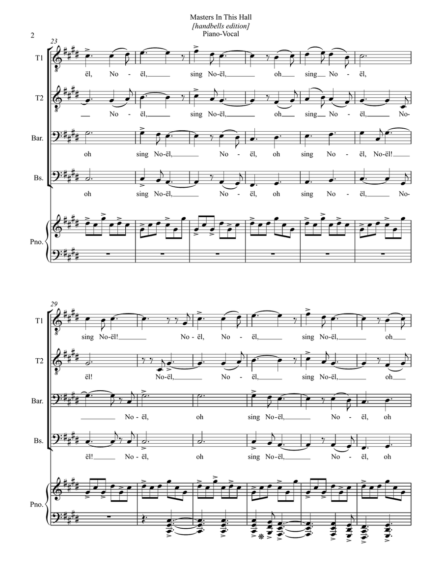 Masters In This Hall [+handbells edition] TTBB scores gallery preview page 2