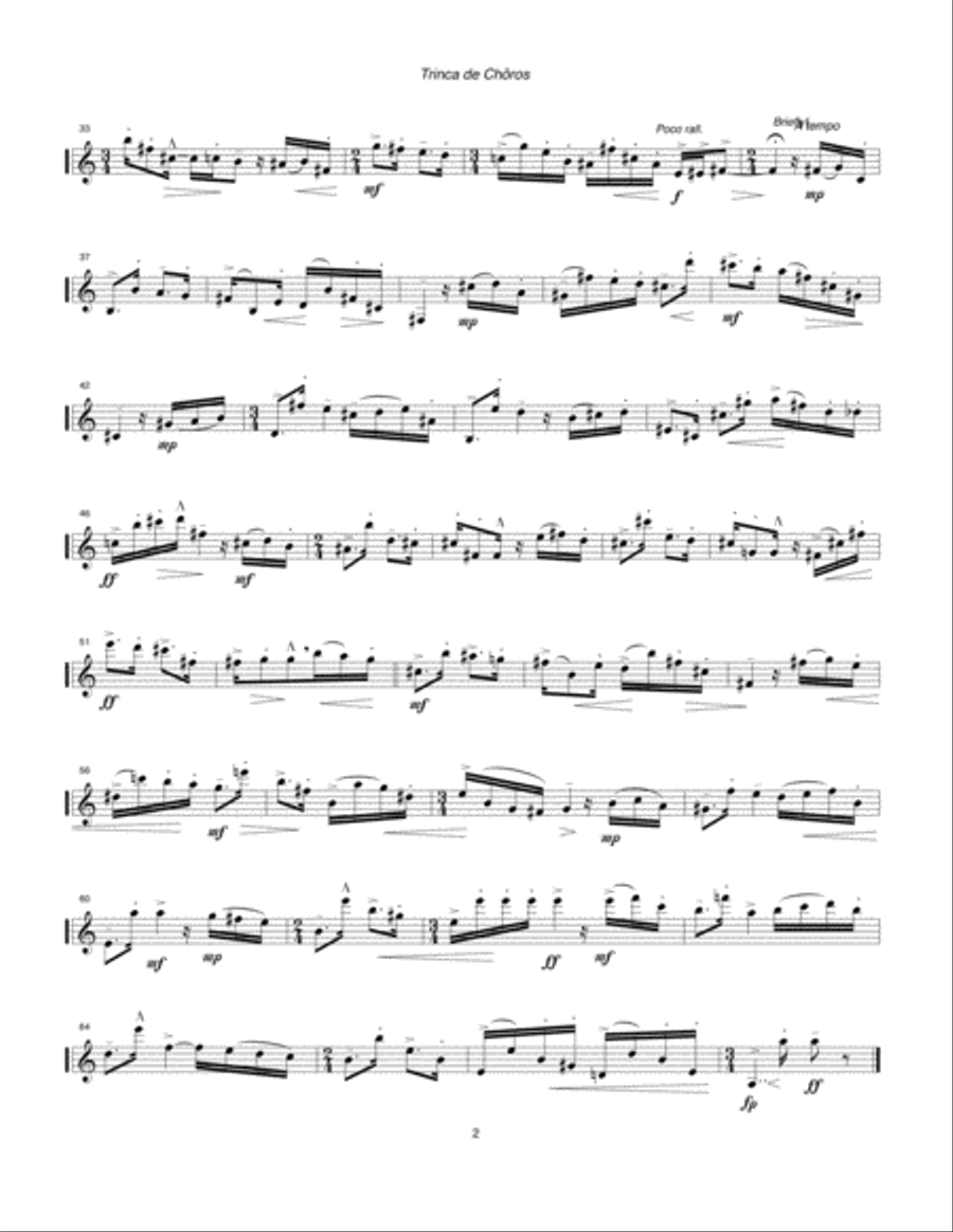Trinca de Chôros (1996) for solo clarinet Clarinet Solo scores gallery preview page 2