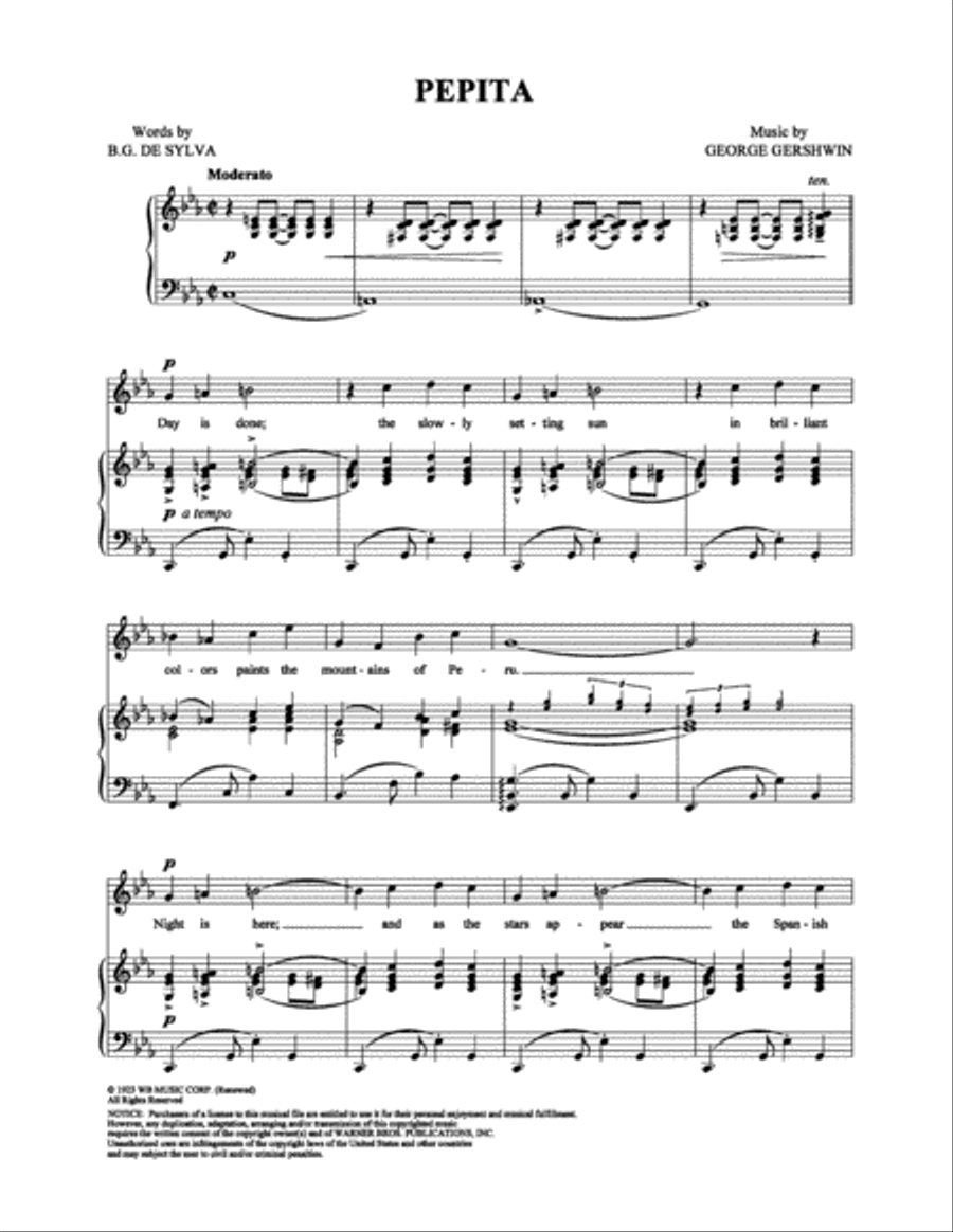 Pepita Piano, Vocal, Guitar scores gallery preview page 1