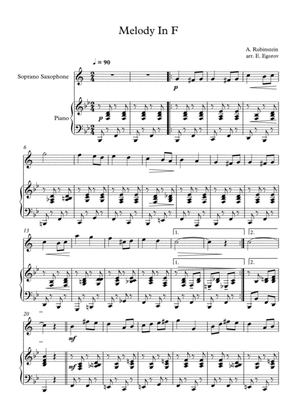 Melody In F, Anton Rubinstein, For Soprano Saxophone & Piano