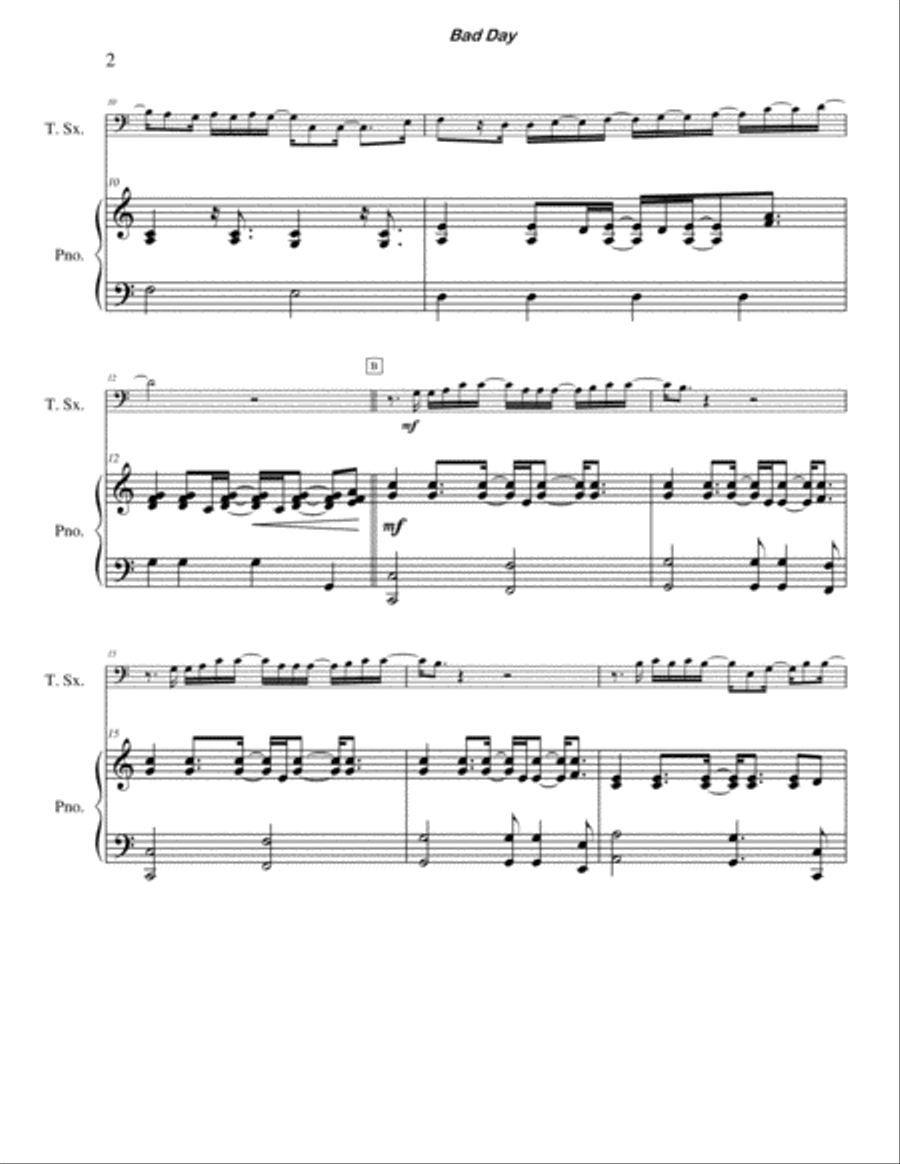 Bad Day Bad Day Tenor Saxophone scores gallery preview page 2