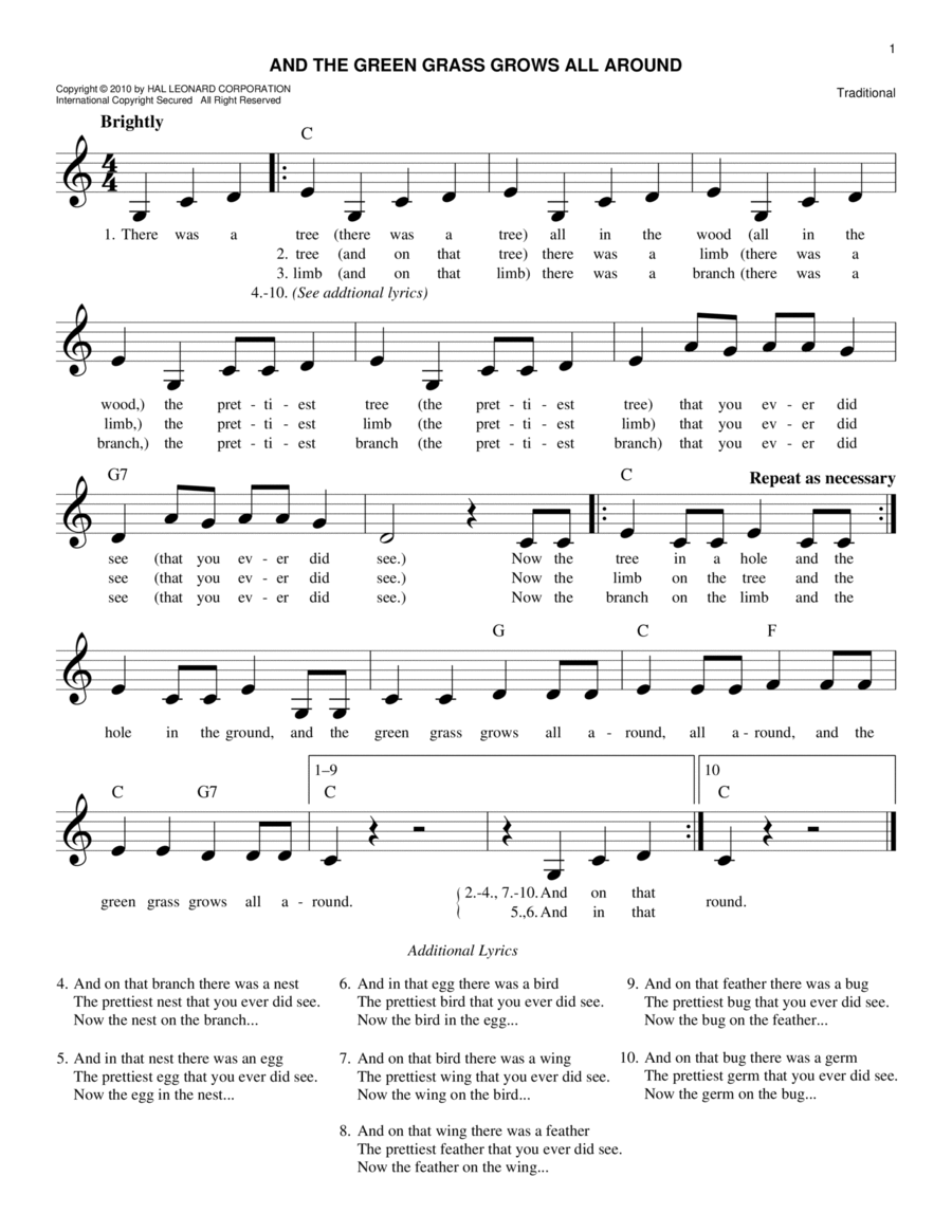 And The Green Grass Grows All Around Piano scores gallery preview page 1