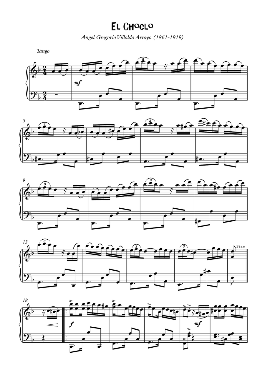 El Choclo tango Argentino Piano Solo scores gallery preview page 2