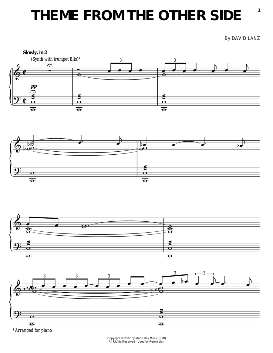 Theme From The Other Side Piano Solo scores gallery preview page 1