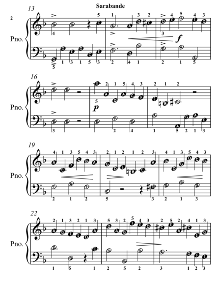 Sarabande HWV 437 Easy Piano Sheet Music