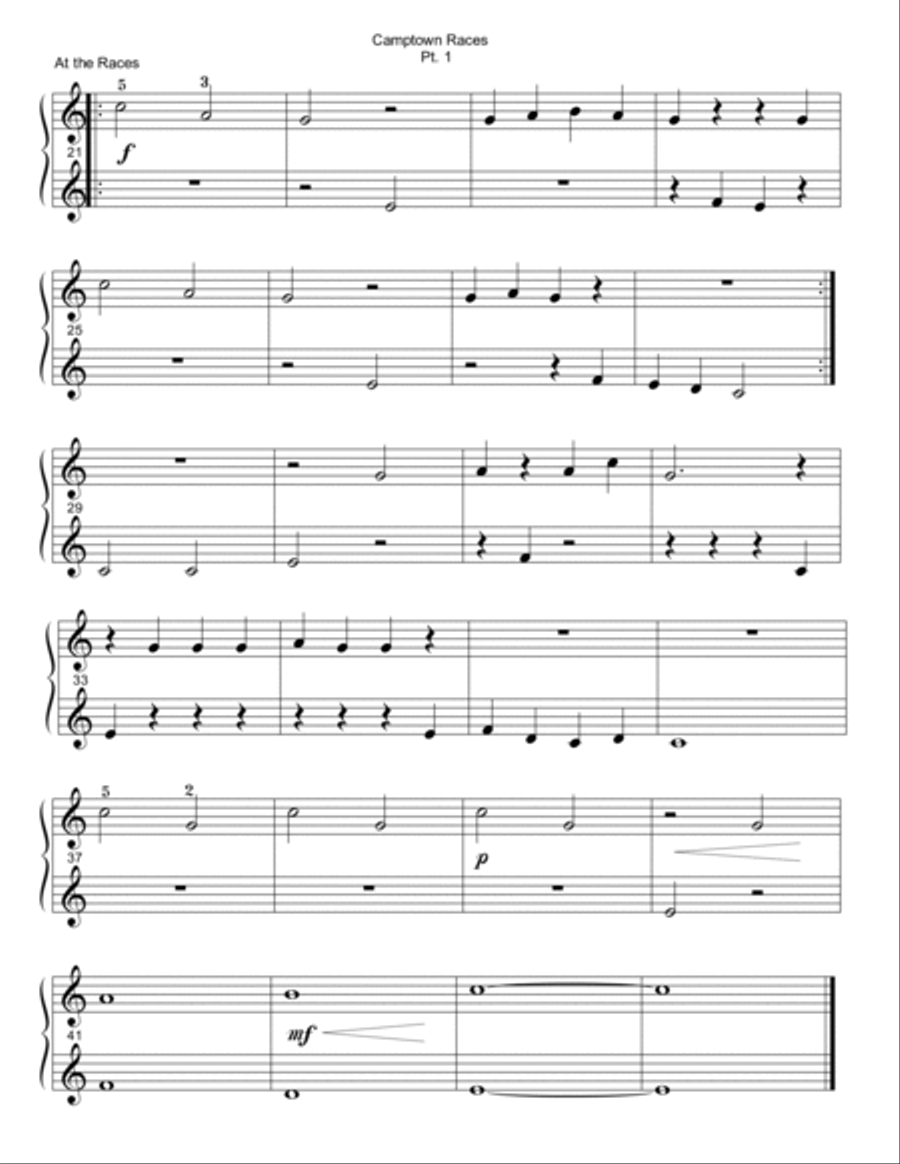 Camptown Races Trio (1P/6H) Easy Piano scores gallery preview page 3