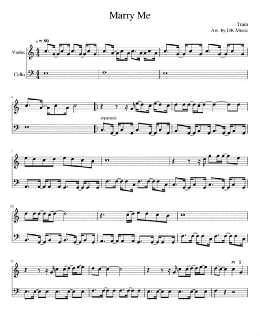 Marry Me String Duet scores gallery preview page 1