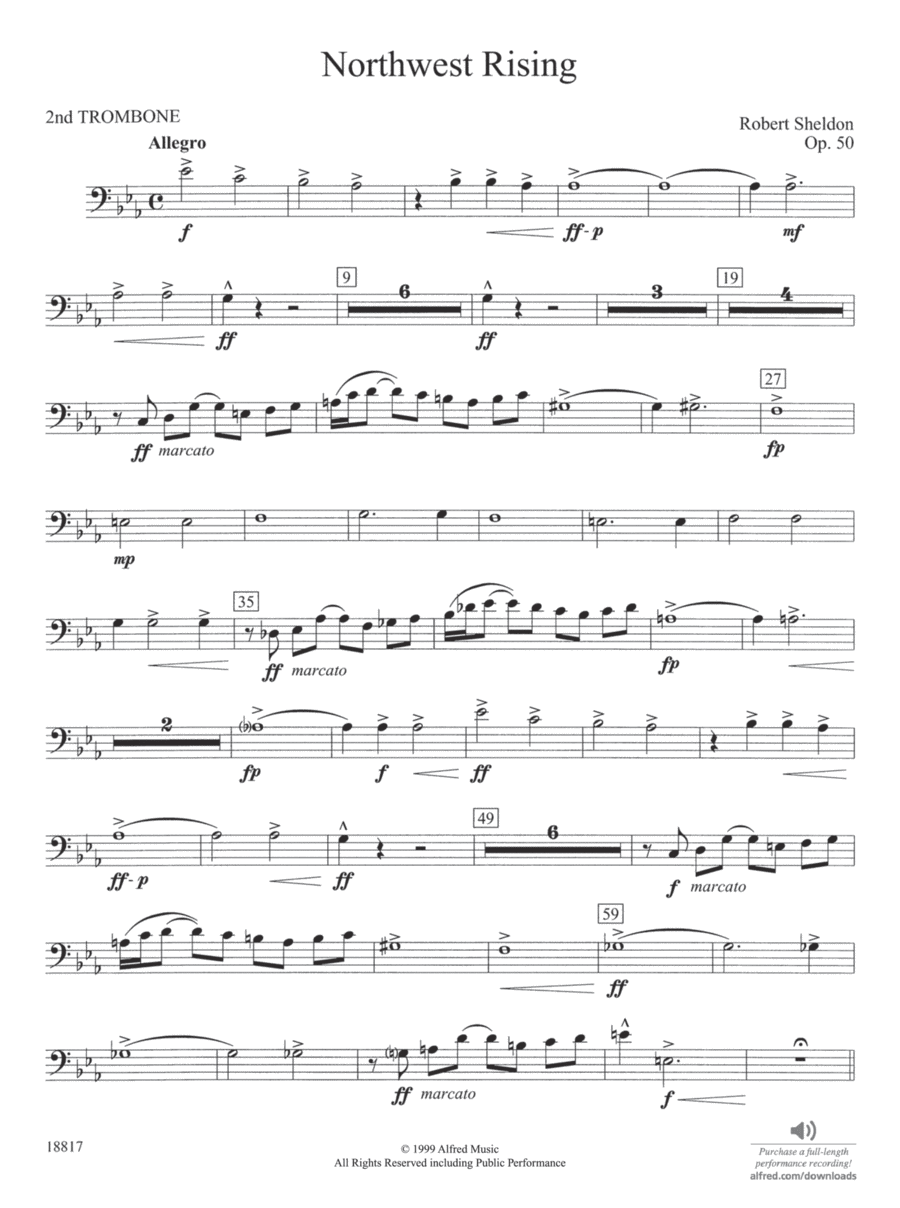 Northwest Rising: 2nd Trombone Concert Band scores gallery preview page 1