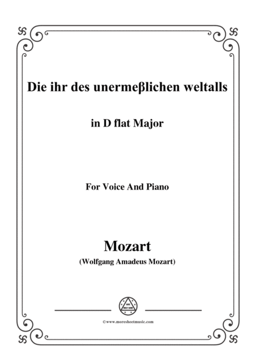 Mozart-Die ihr des unermeβlichen weltalls,in D flat Major,for Voice and Piano image number null