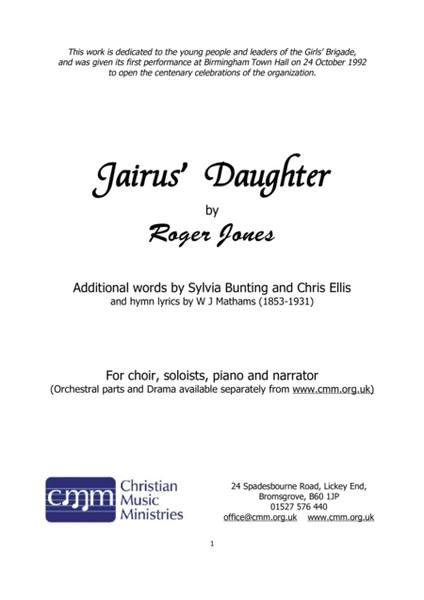 Jairus' Daughter - a Roger Jones musical