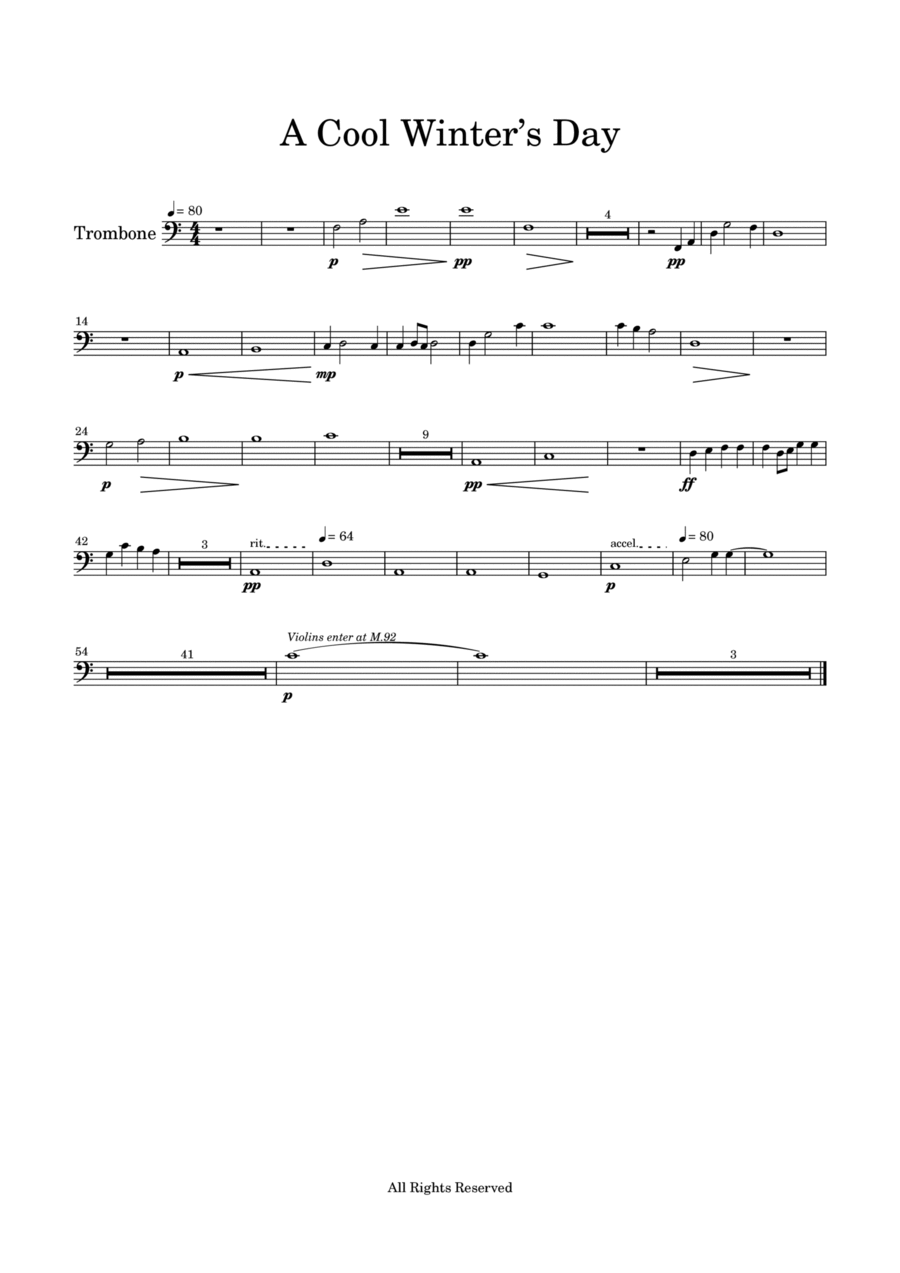 A Cool Winter’s Day-Trombone Part Concert Band scores gallery preview page 1