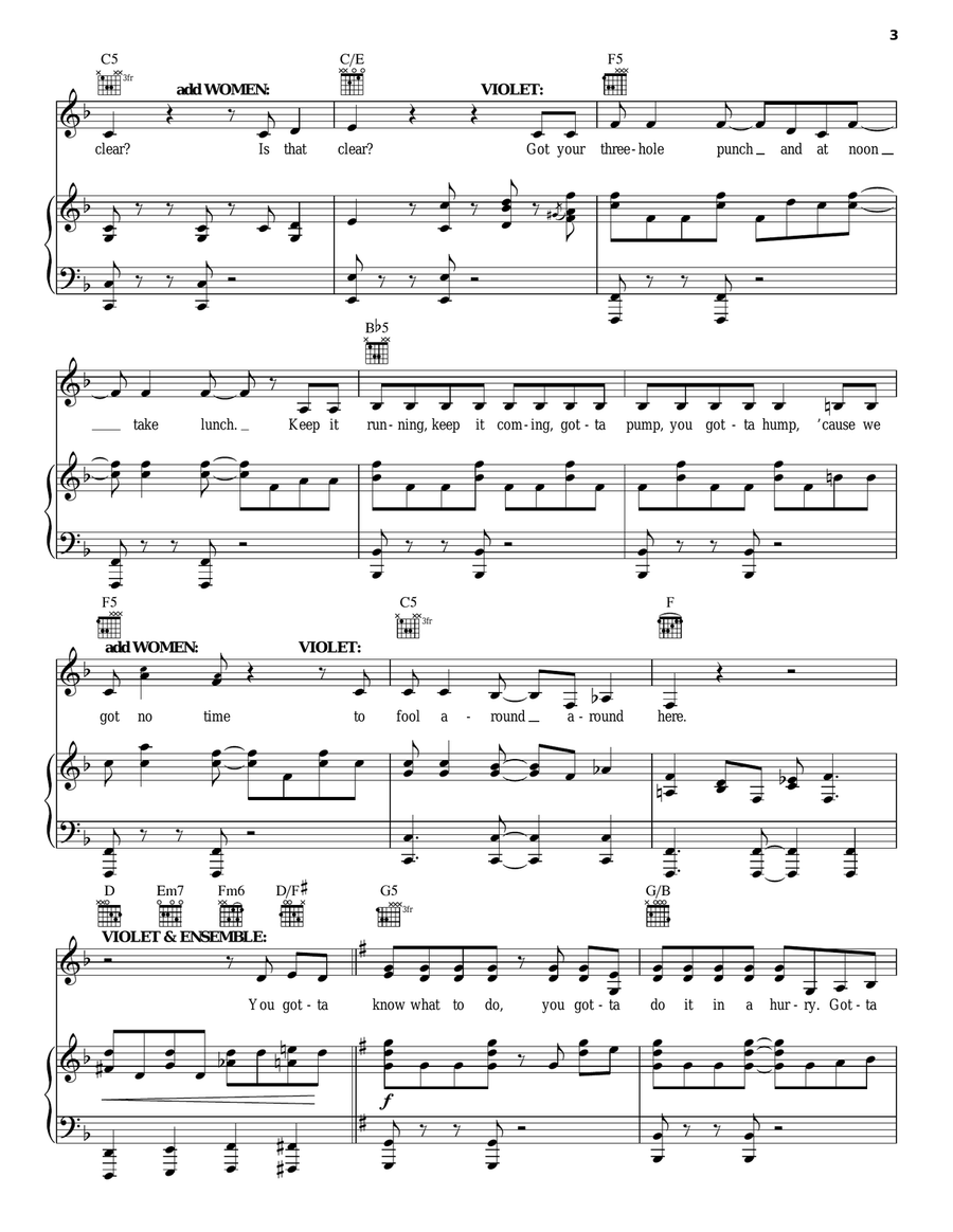 Around Here (from 9 to 5: The Musical) Piano, Vocal, Guitar scores gallery preview page 3
