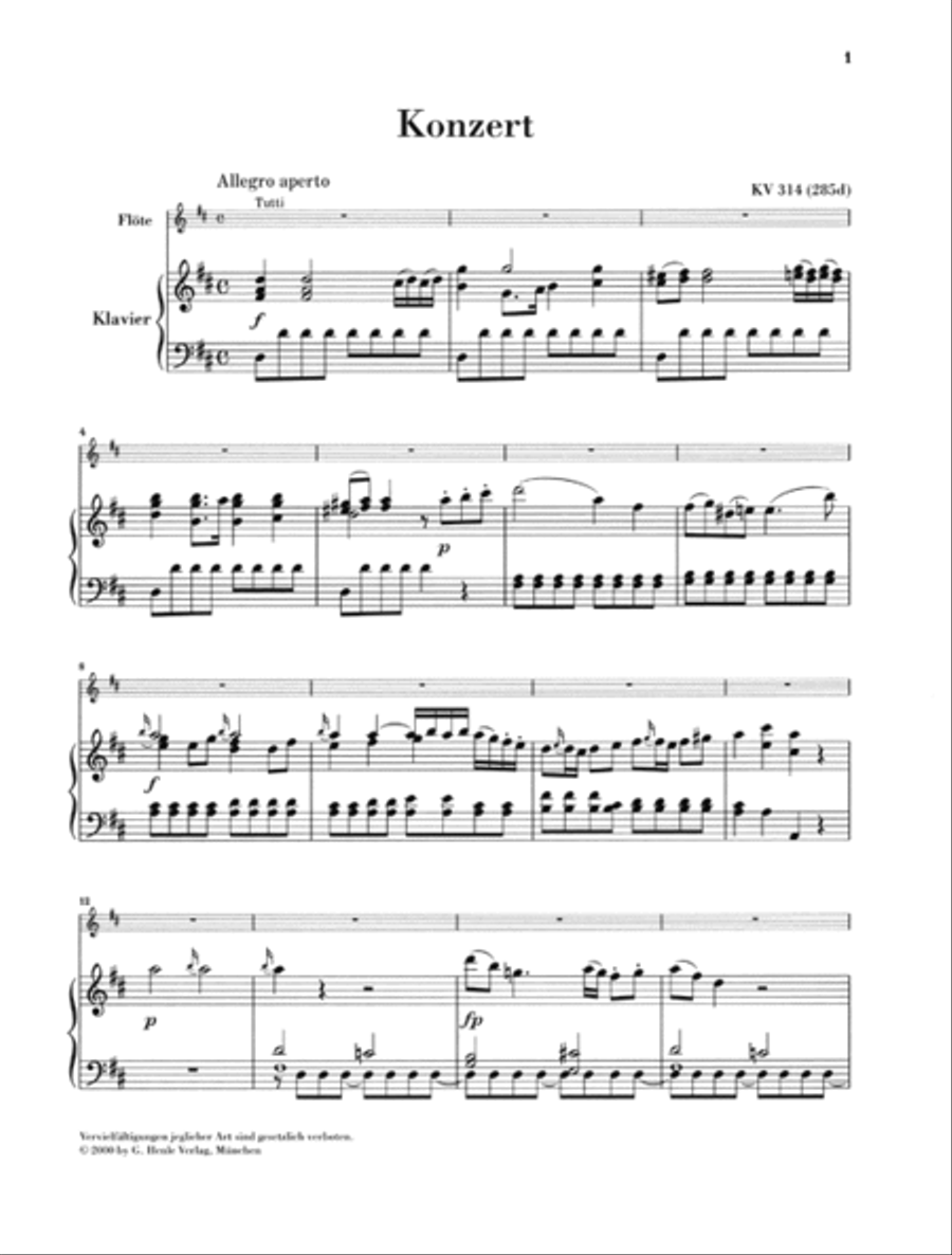 Concerto for Flute and Orchestra D major KV 314 Flute Solo scores gallery preview page 2