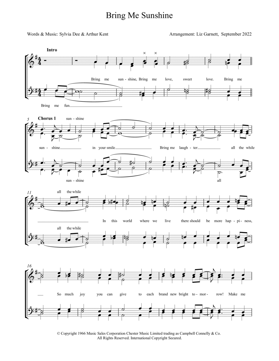 Bring Me Sunshine SSAA scores gallery preview page 1