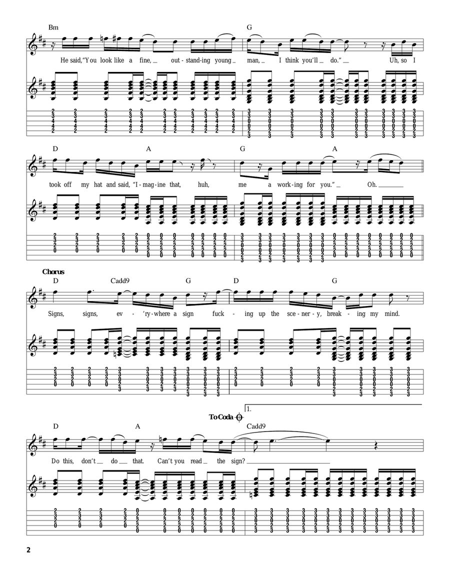 Signs Signs Acoustic Guitar scores gallery preview page 2