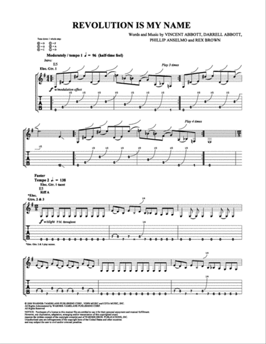 Revolution Is My Name Electric Guitar scores gallery preview page 1