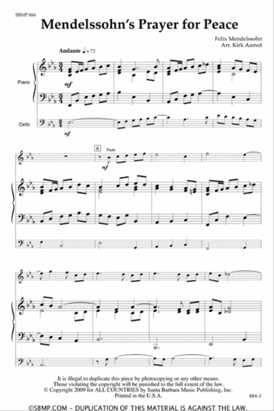 Mendelssohn's Prayer for Peace - SA Octavo SA scores gallery preview page 2