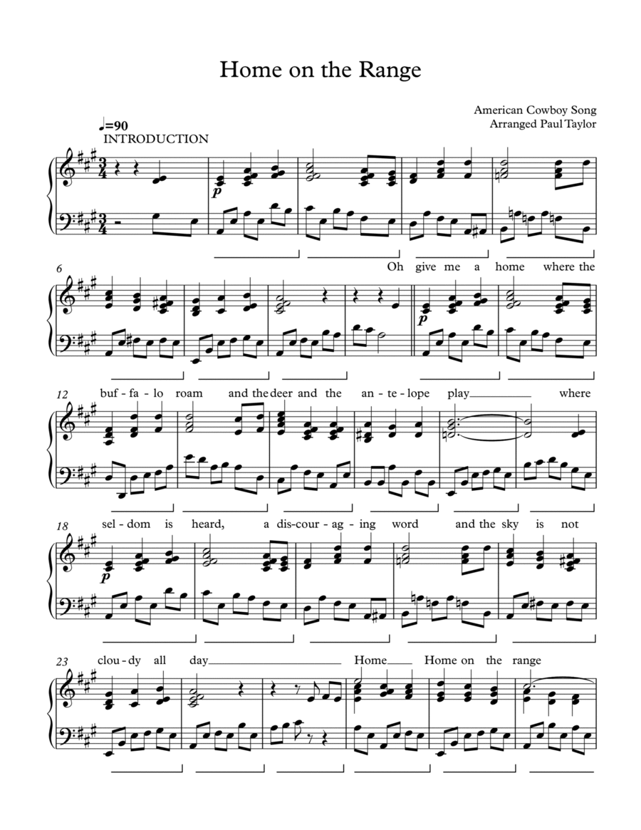 Home on the Range Piano Solo scores gallery preview page 1