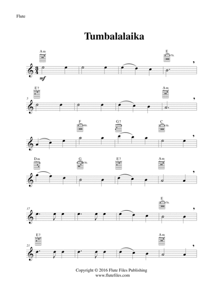 Tumbalalaika - Flute Solo with Guitar Chords image number null