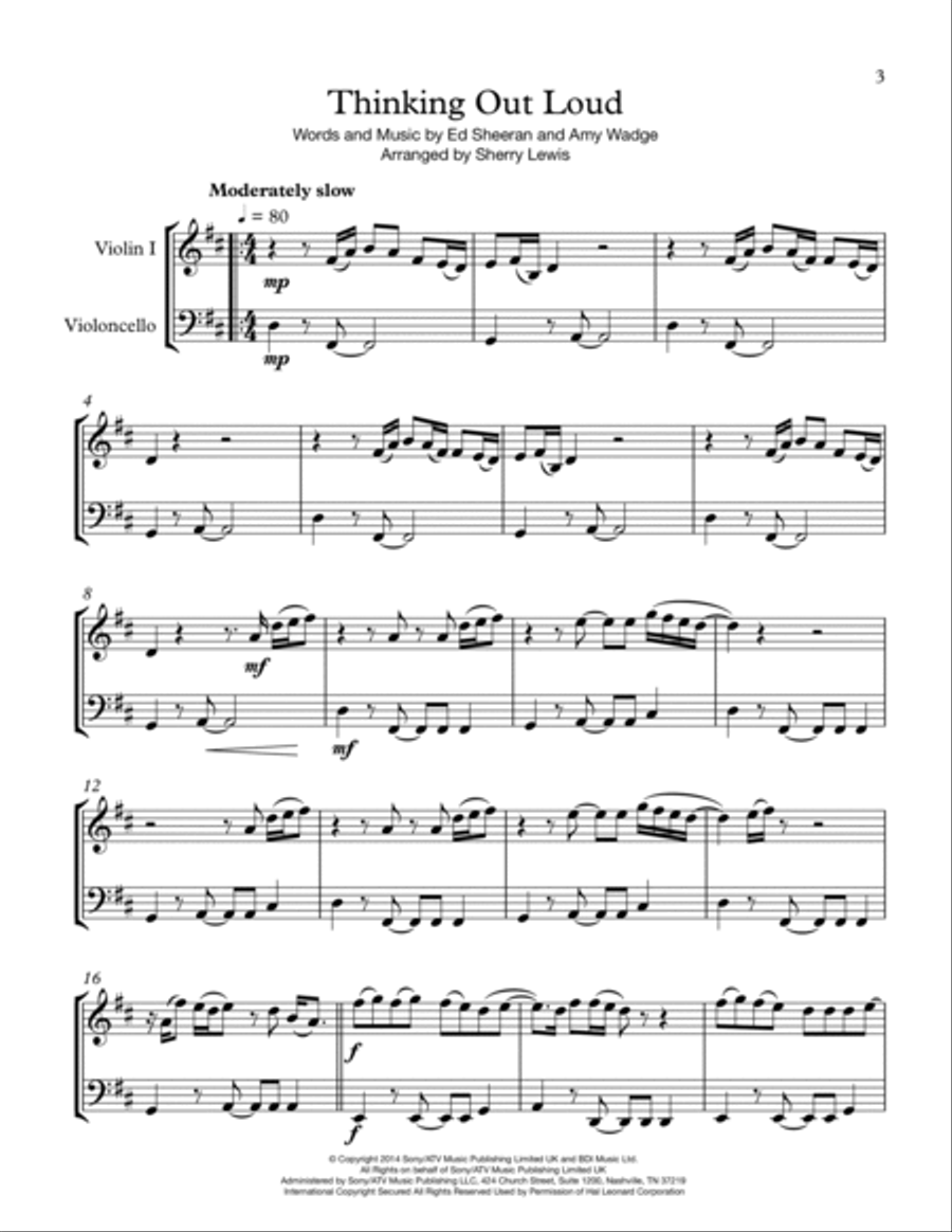 Thinking Out Loud String Duet scores gallery preview page 4