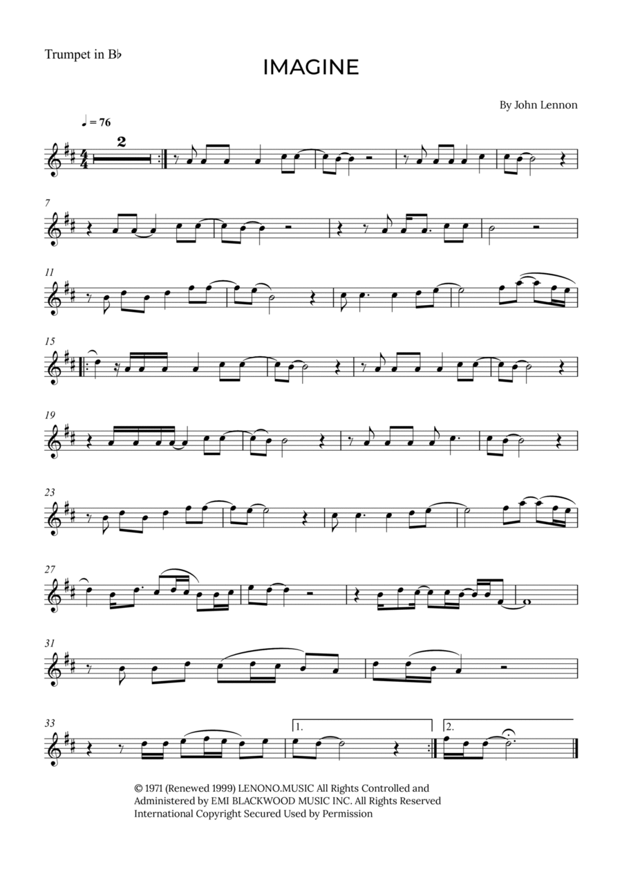 Imagine Imagine B-Flat Trumpet scores gallery preview page 1