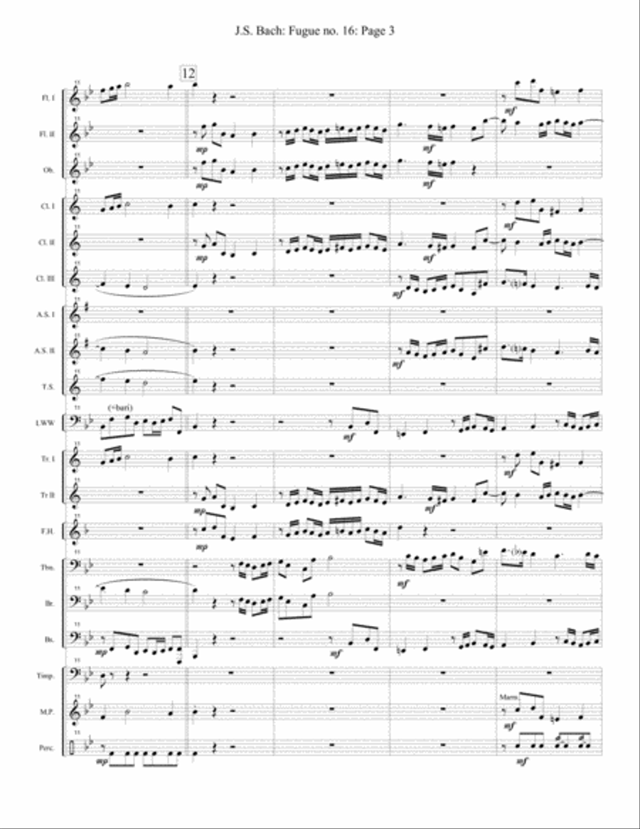 Fugue no. 16, Well-Tempered Clavier Concert Band scores gallery preview page 3
