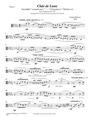Debussy: Claire de Lune for Viola & Piano