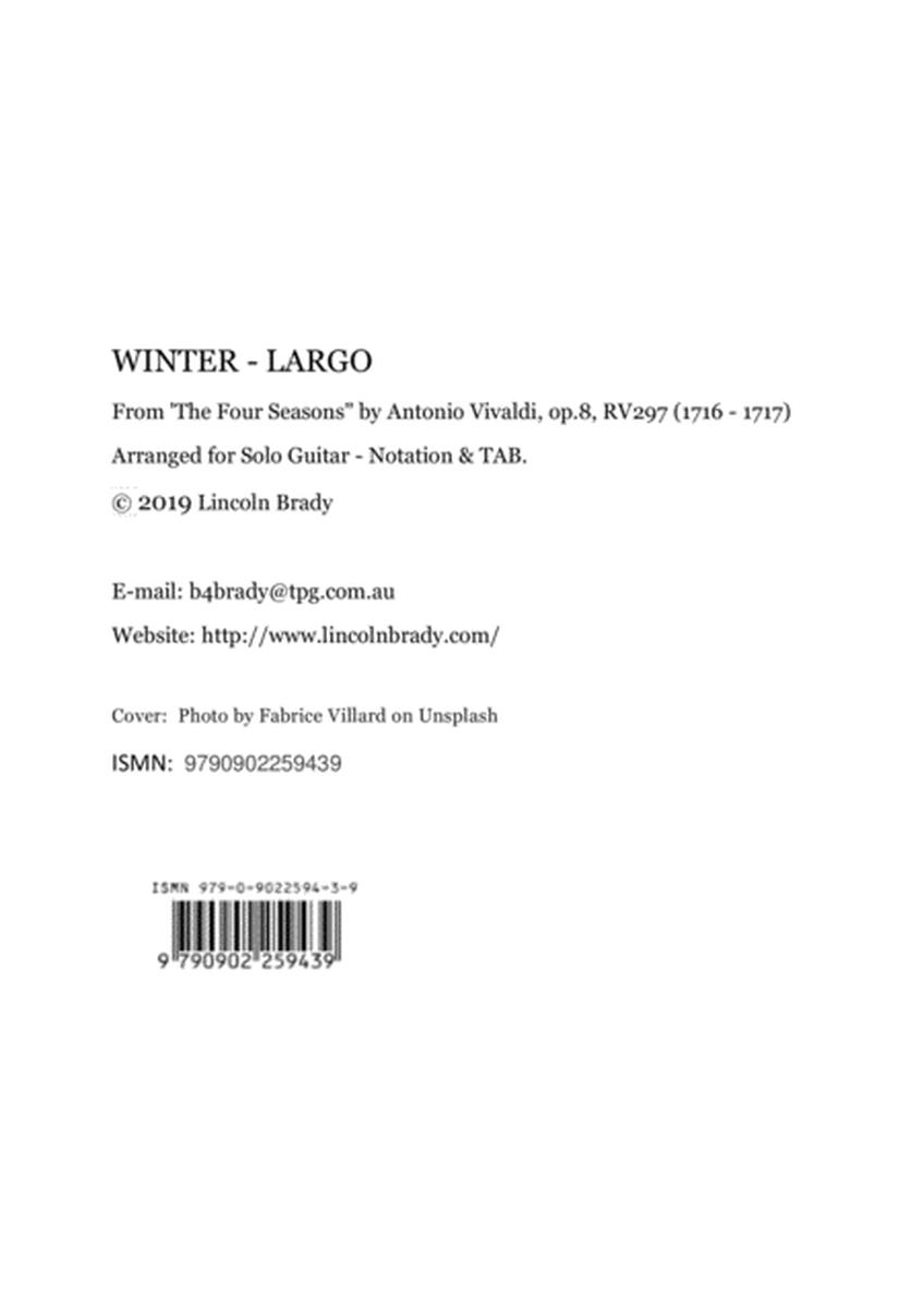 WINTER - LARGO for Solo Guitar (with TAB) image number null