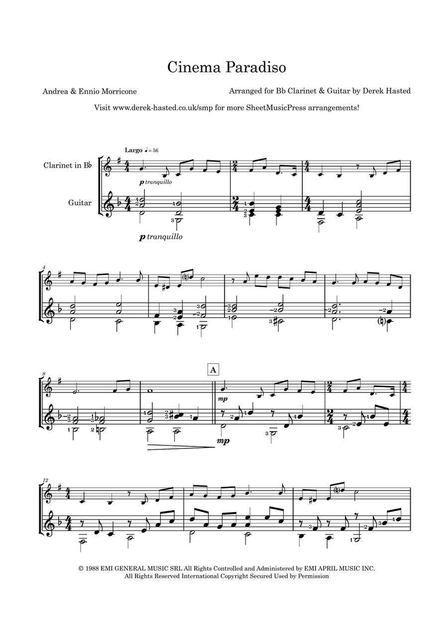 Cinema Paradiso B-Flat Clarinet scores gallery preview page 4