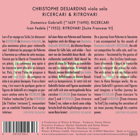 Christophe Desjardins: Ricercari & Ritrovari - La musica di Domenico Gabrielli e Ivan Fedele