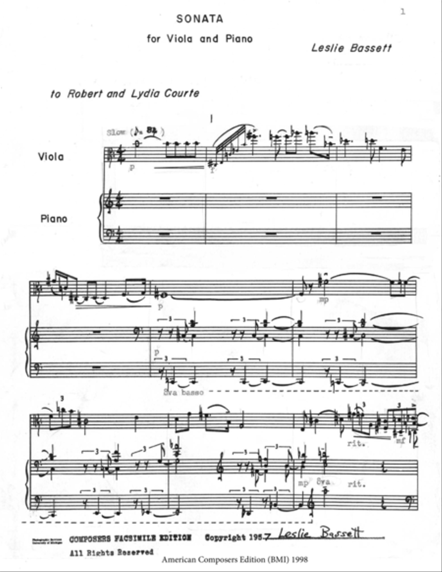 [Bassett] Sonata for Viola and Piano Piano scores gallery preview page 3