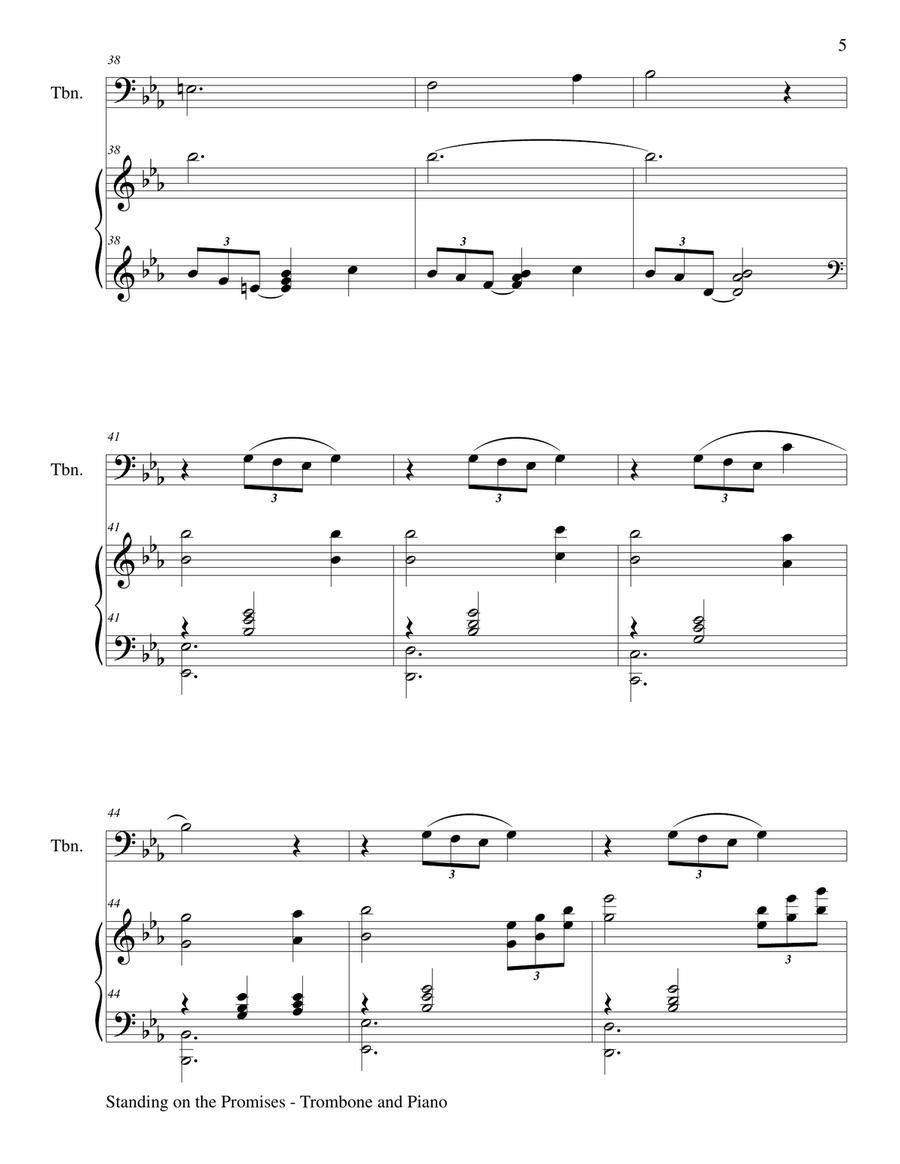 STANDING ON THE PROMISES (Trombone/Piano and Trombone Part) Piano scores gallery preview page 6
