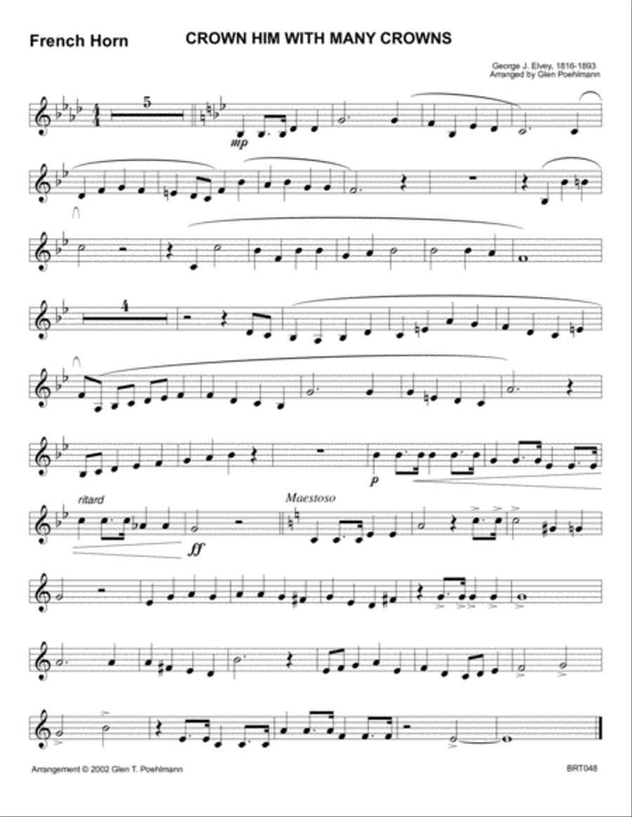 CROWN HIM WITH MANY CROWNS - BRASS TRIO with Piano Accompaniment Brass Trio scores gallery preview page 5
