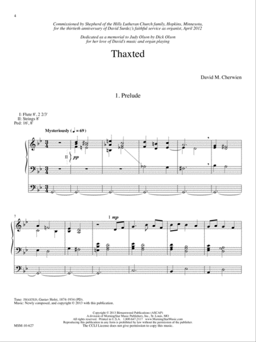 Prelude and Postlude on THAXTED Organ scores gallery preview page 2