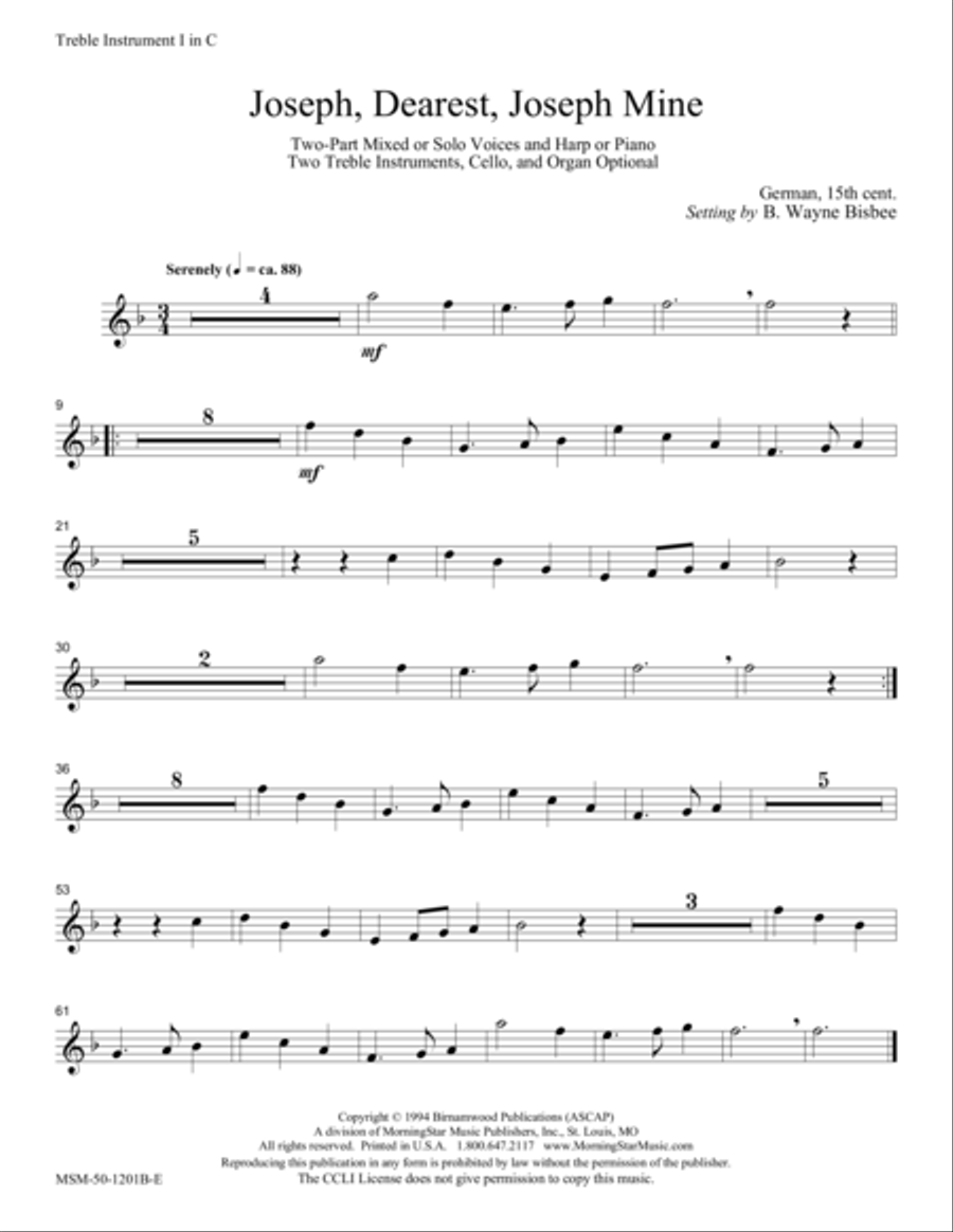 Joseph, Dearest, Joseph Mine Choir scores gallery preview page 1