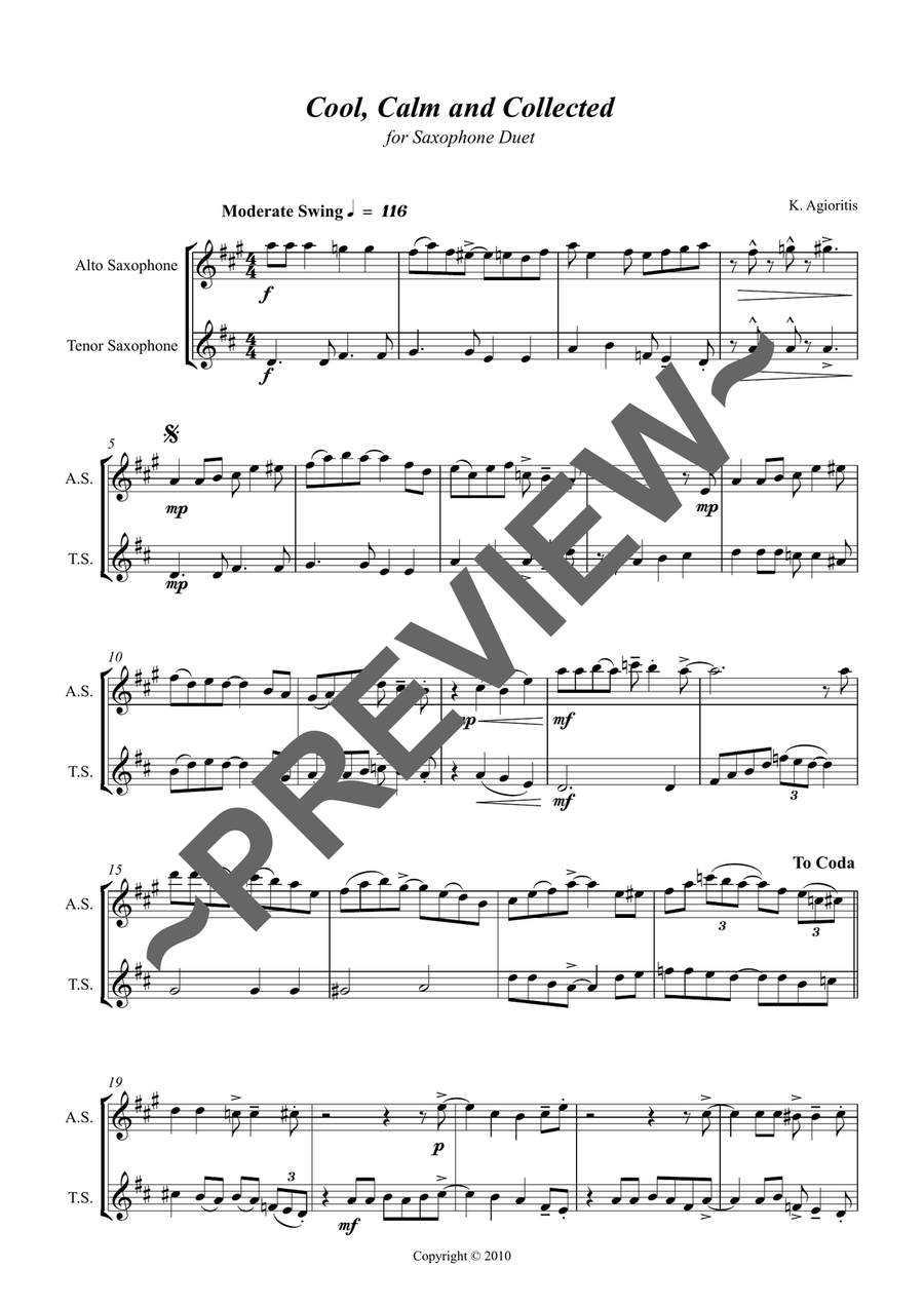 Cool, Calm and Collected - For A/T Saxophone Duet Woodwind Duet scores gallery preview page 3