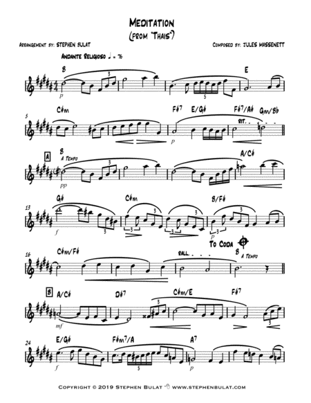 Meditation (from "Thais") by Massenet in key of B