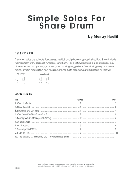 Simple Solos For Snare Drum