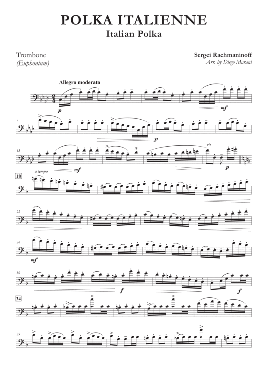 Italian Polka for Trombone & Piano Piano scores gallery preview page 1