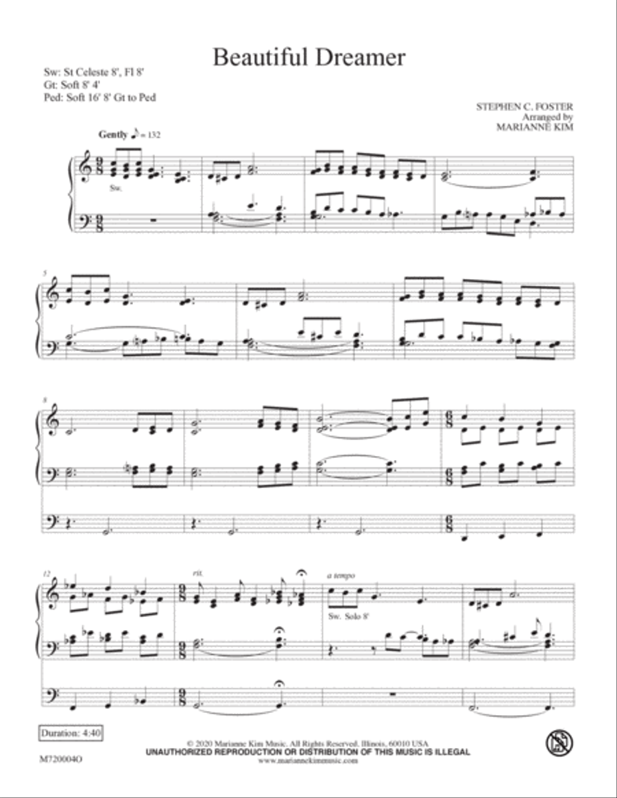 Beautiful Dreamer Organ Solo scores gallery preview page 2