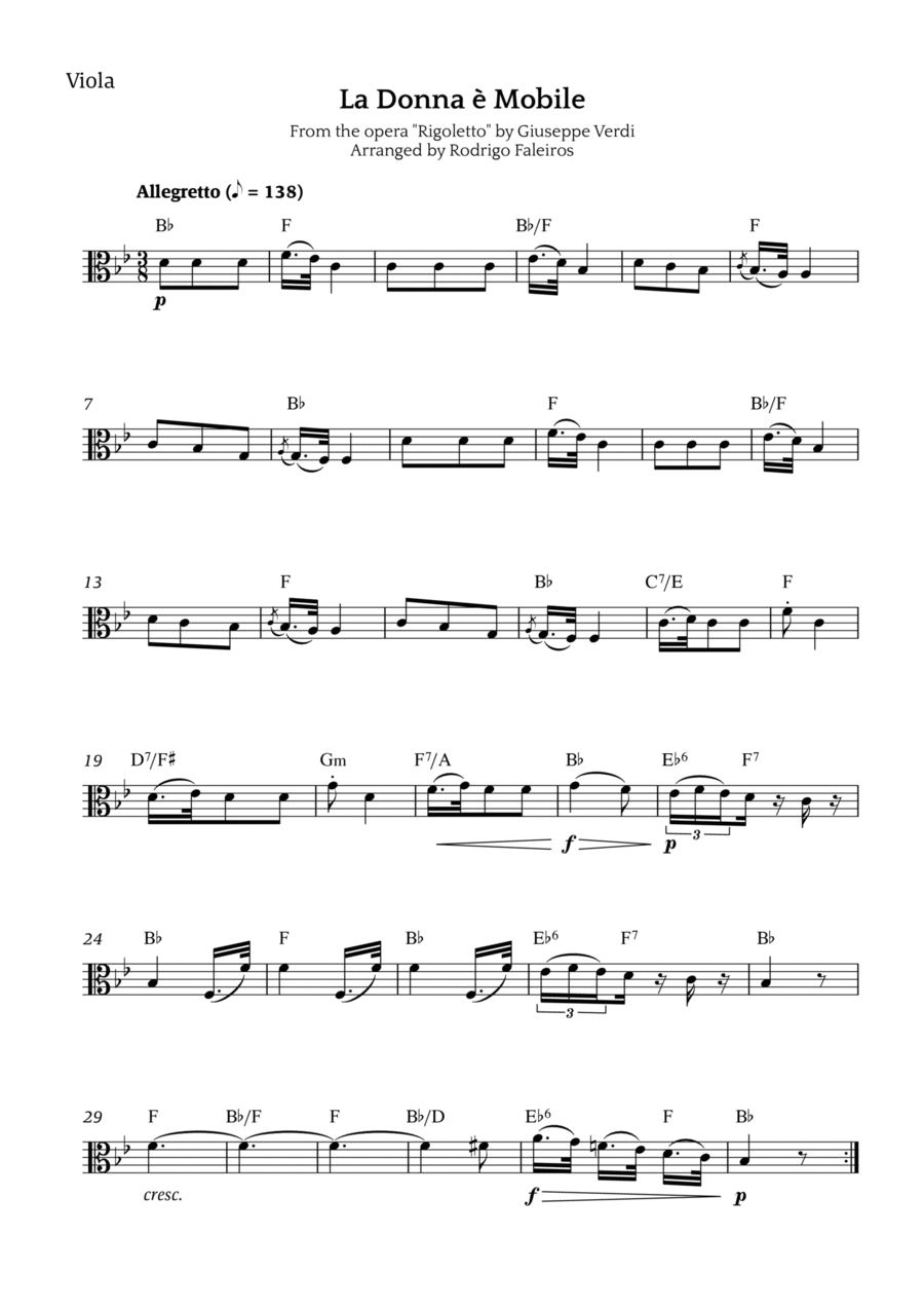 La Donna è Mobile Chamber Music scores gallery preview page 1