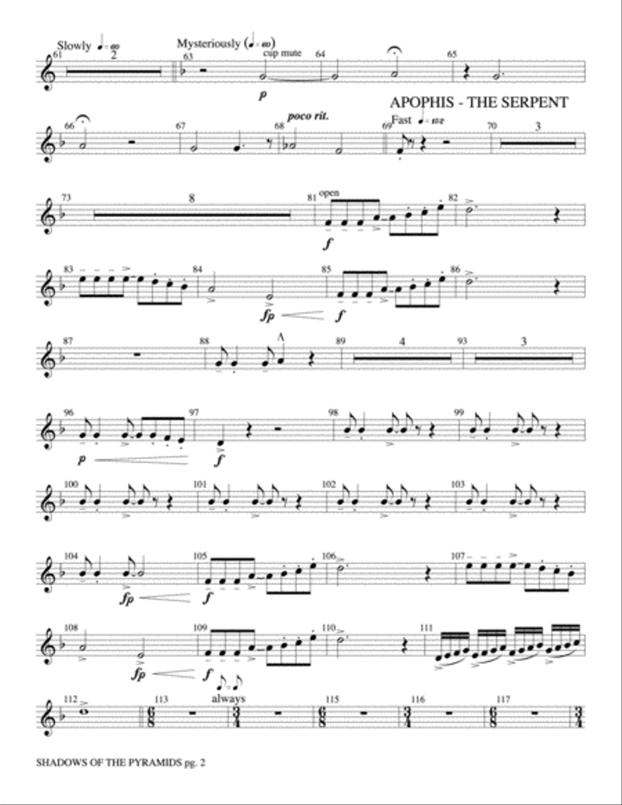 Shadows of the Pyramids: 4th B-flat Trumpet Concert Band scores gallery preview page 2