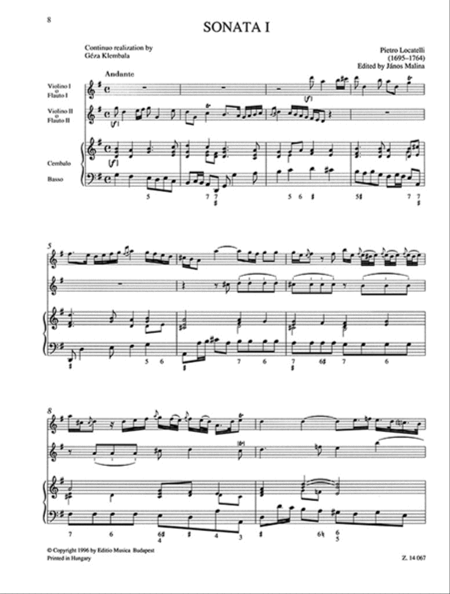 6 Sonate a tre per due violini o flauti traversi e Flute scores gallery preview page 2