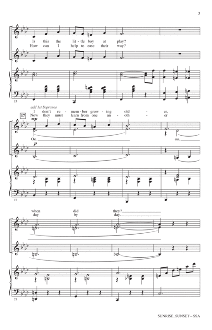 Sunrise, Sunset (from Fiddler On The Roof) (arr. John Leavitt) SSA scores gallery preview page 2