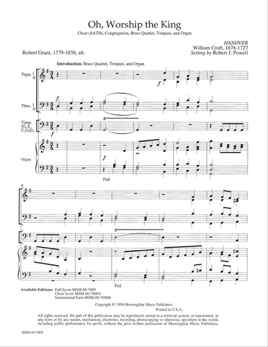 Oh, Worship the King Choir scores gallery preview page 1