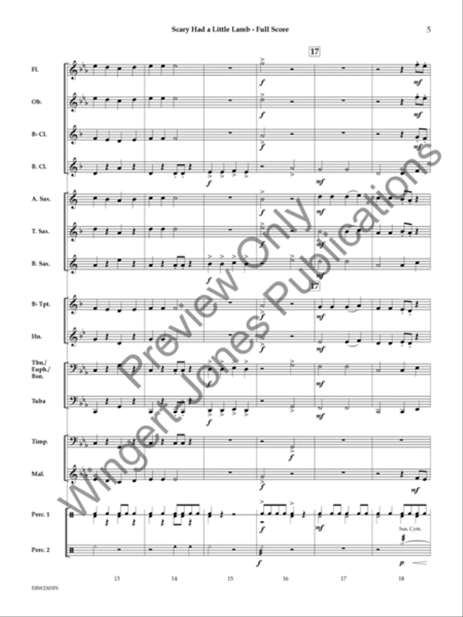 Scary Had a Little Lamb (Score) Concert Band scores gallery preview page 6